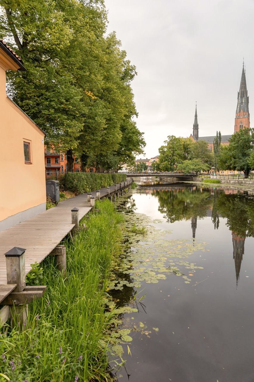 Fyrisån med Uppsala domkyrka i bakgrunden